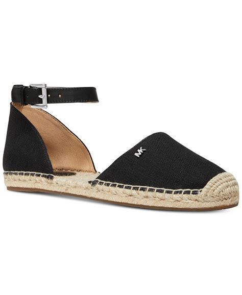 michael kors black kendra ankle strap flats|Michael Kors leather flats.